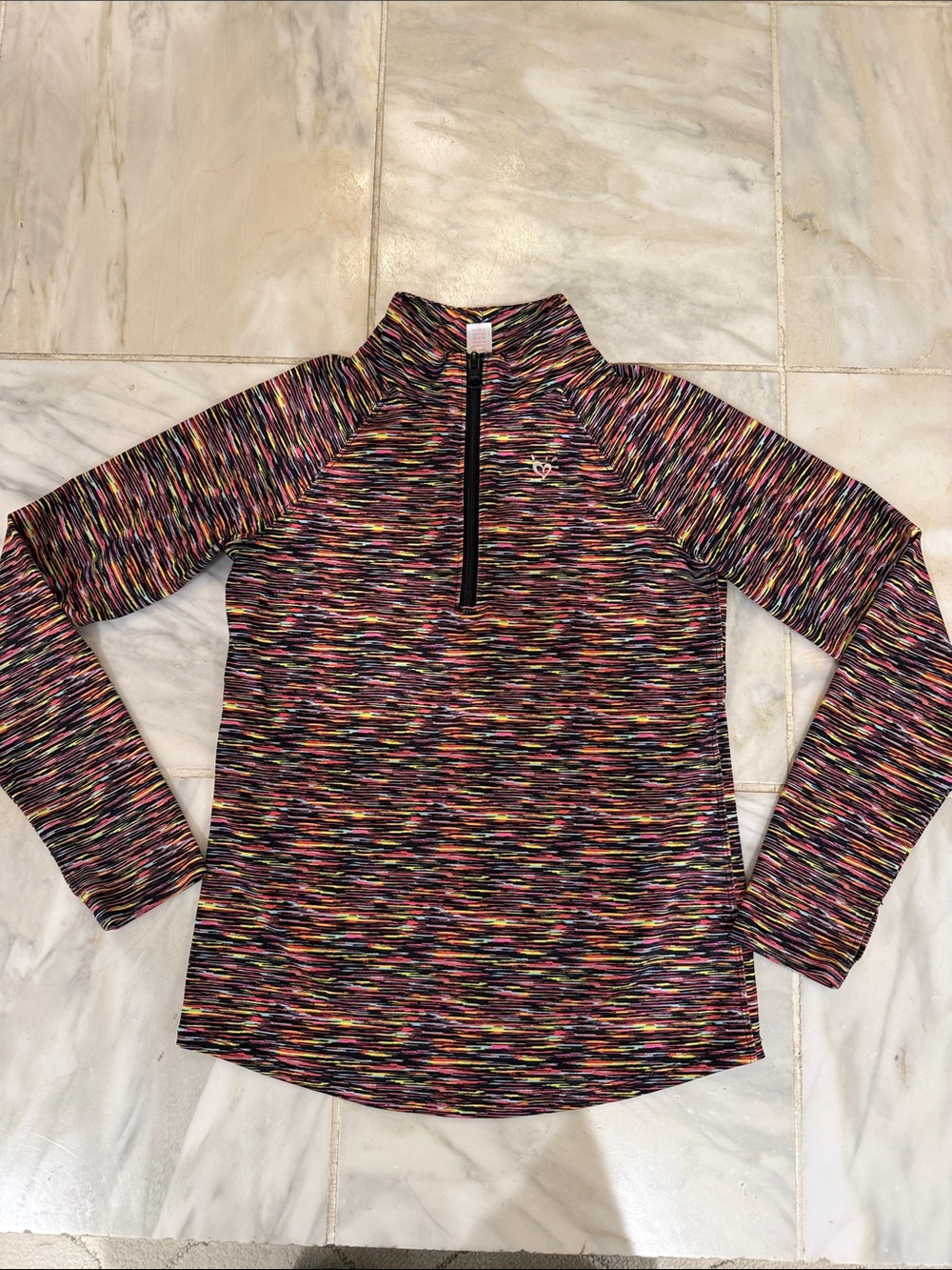 Justice Multicolor Space-Dye Quarter Zip Top - Black Trim size 8 girls